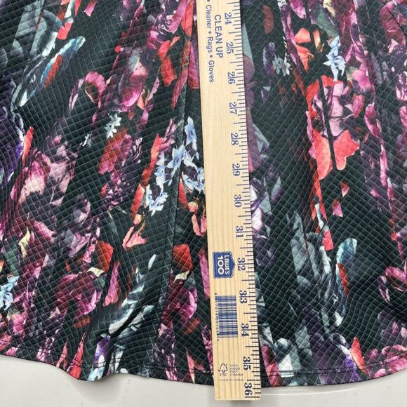 Bebe Dress Medium Black Multicolor Floral Grid Fit & Flare Sleeveless Party - Picture 8 of 15